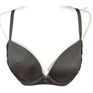 NWT Aerie‎ Lexi Padded Push-Up Bra 36C Gray Lace Rhinestone Underwire